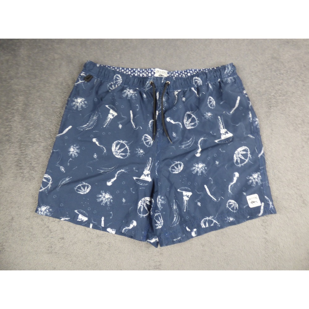 Spicy Tuna Mens Blue Jellyfish Sea Life Print Mesh Lined Swim Trunks XL